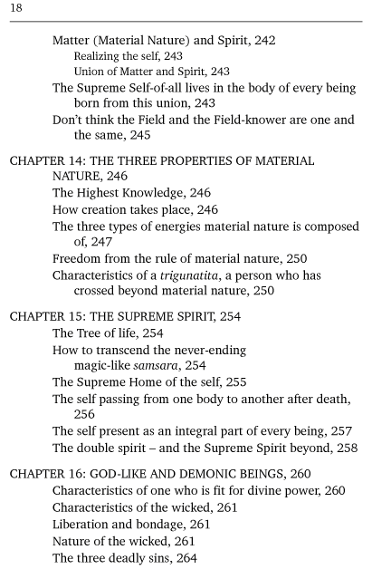 Table of Contents of The Bhagavad-Gita of Inner Courage