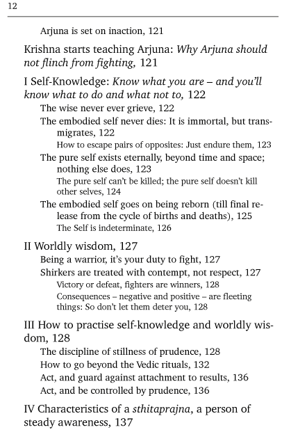 Table of Contents of The Bhagavad-Gita of Inner Courage