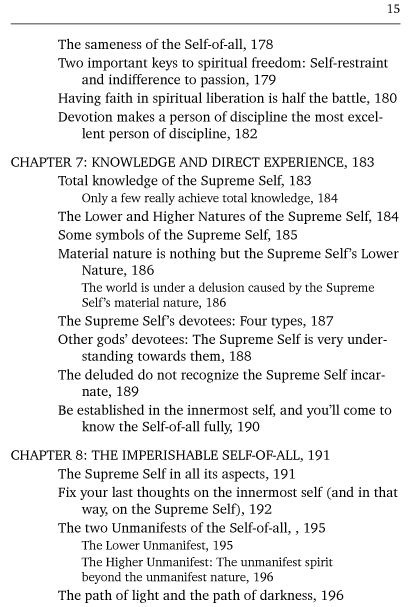 Table of Contents of The Bhagavad-Gita of Inner Courage