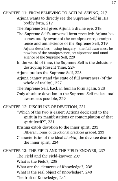 Table of Contents of The Bhagavad-Gita of Inner Courage