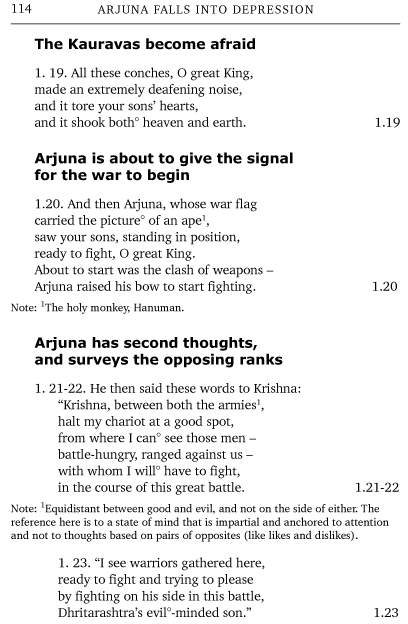 Sample verses from The Bhagavad-Gita of Inner Courage